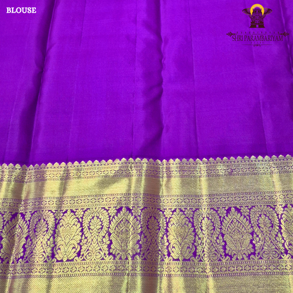 A bright bubblegum pink / rose pink body paired with a rich royal purple Saree