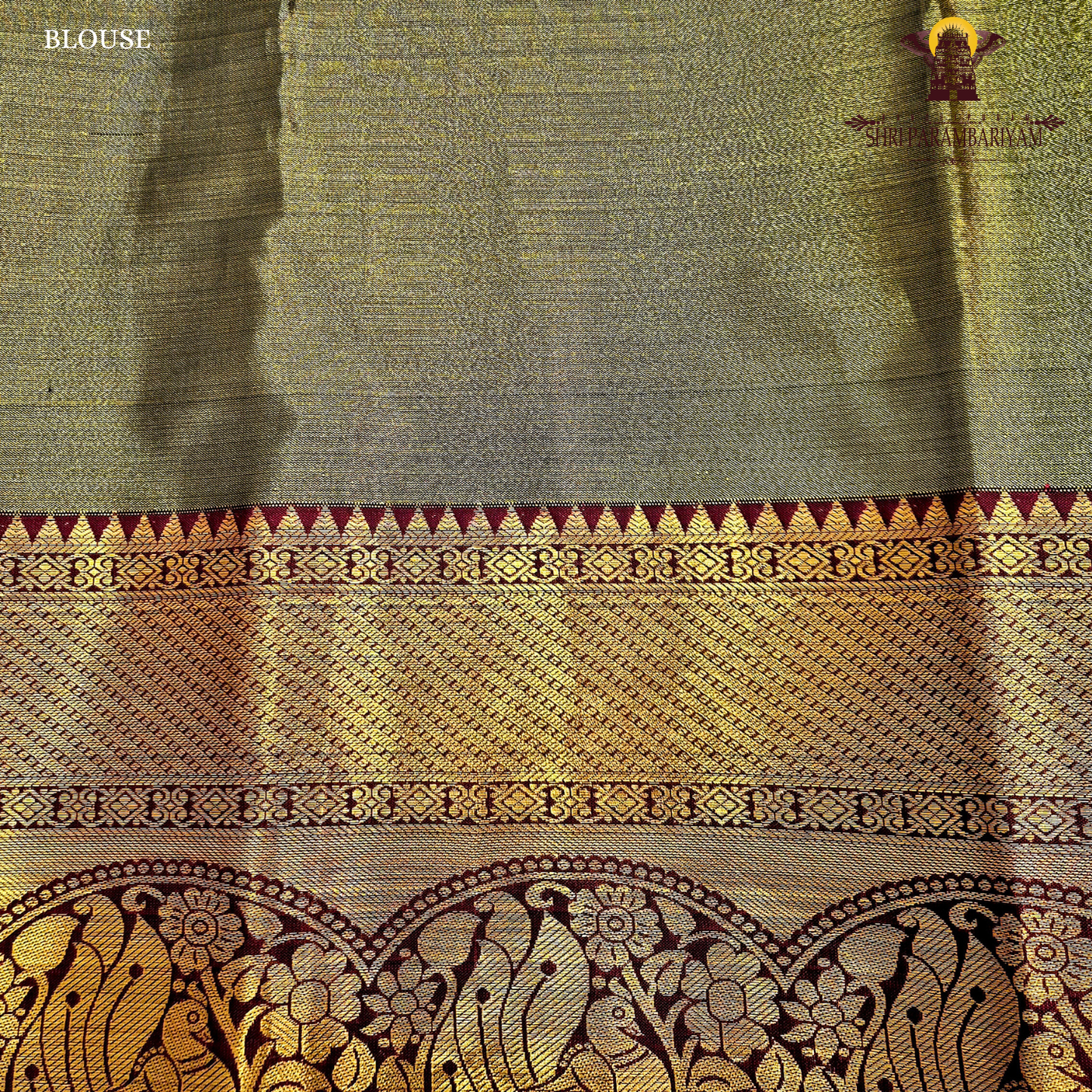 Antique gold with olive-brown undertone Saree