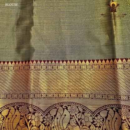 Antique gold with olive-brown undertone Saree