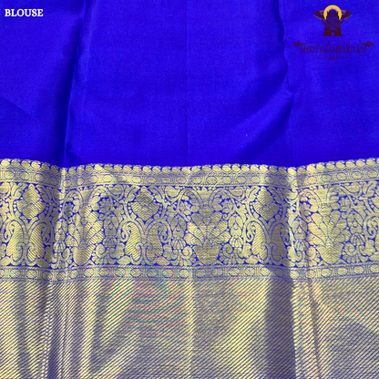 Rich royal blue (deep cobalt blue) body with gold zari work Saree