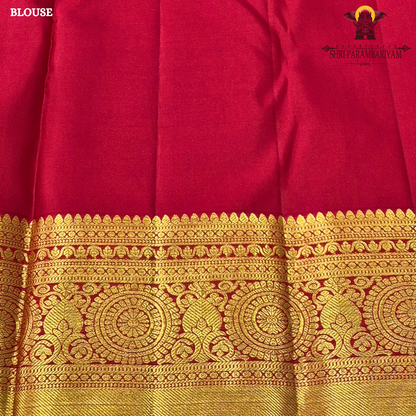 Rich bridal red with lustrous antique gold zari work Saree