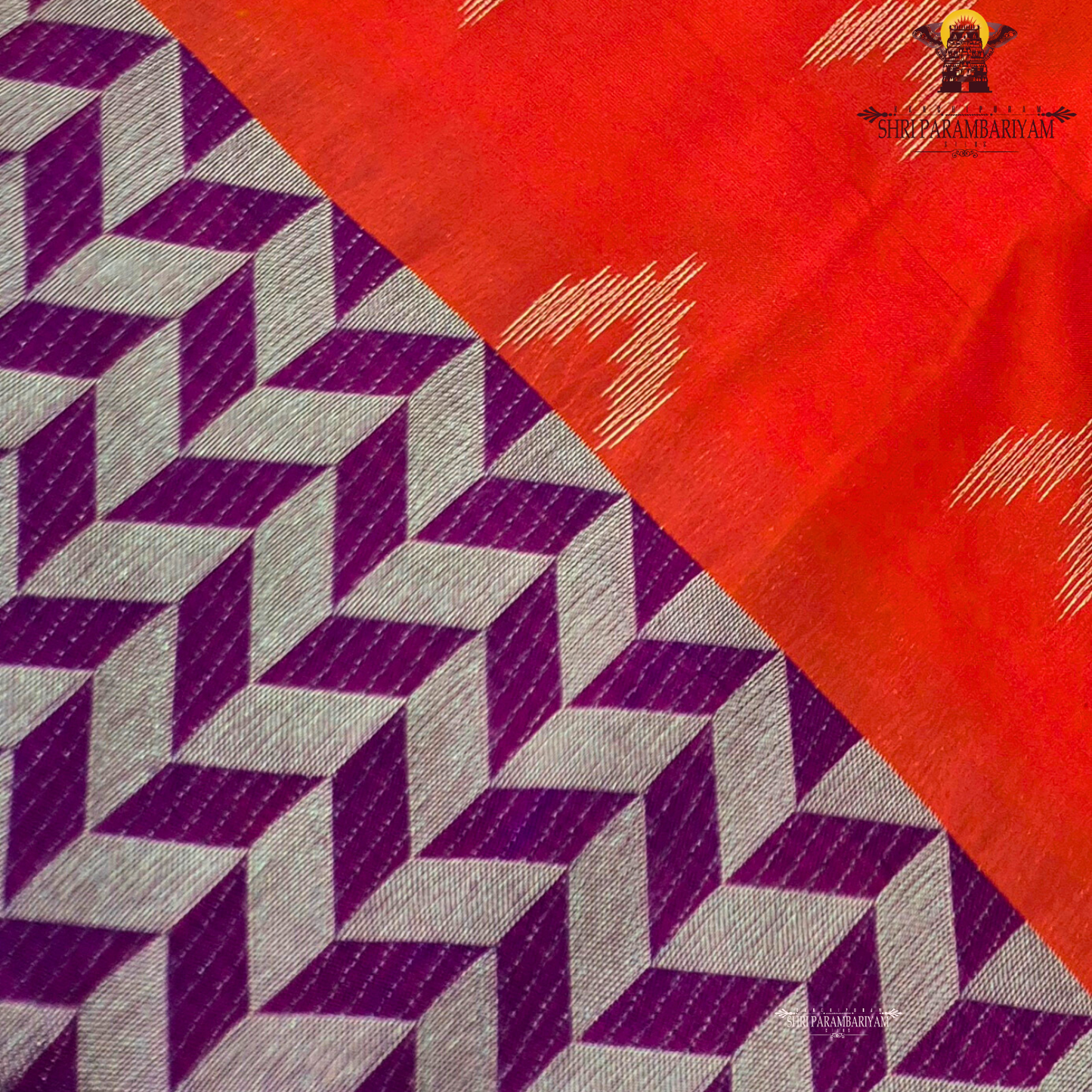 Bright Coral Red / Reddish Orange Saree