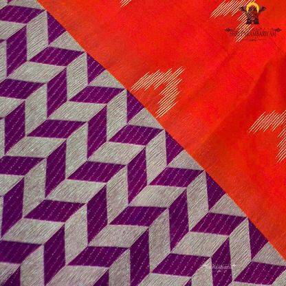 Bright Coral Red / Reddish Orange Saree