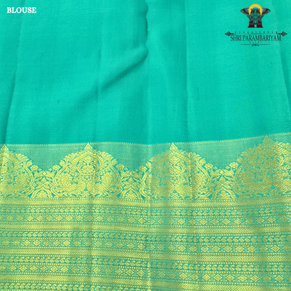 Vibrant peacock green / teal green with rich gold zari Saree