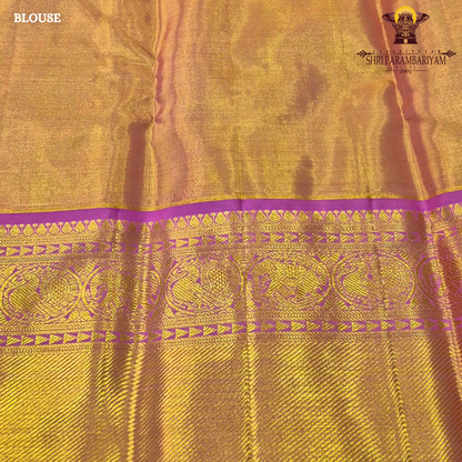 A refreshing leaf green (tissue body) paired with a vibrant magenta/pink border Saree
