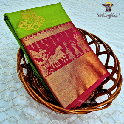 Bright parrot green Saree