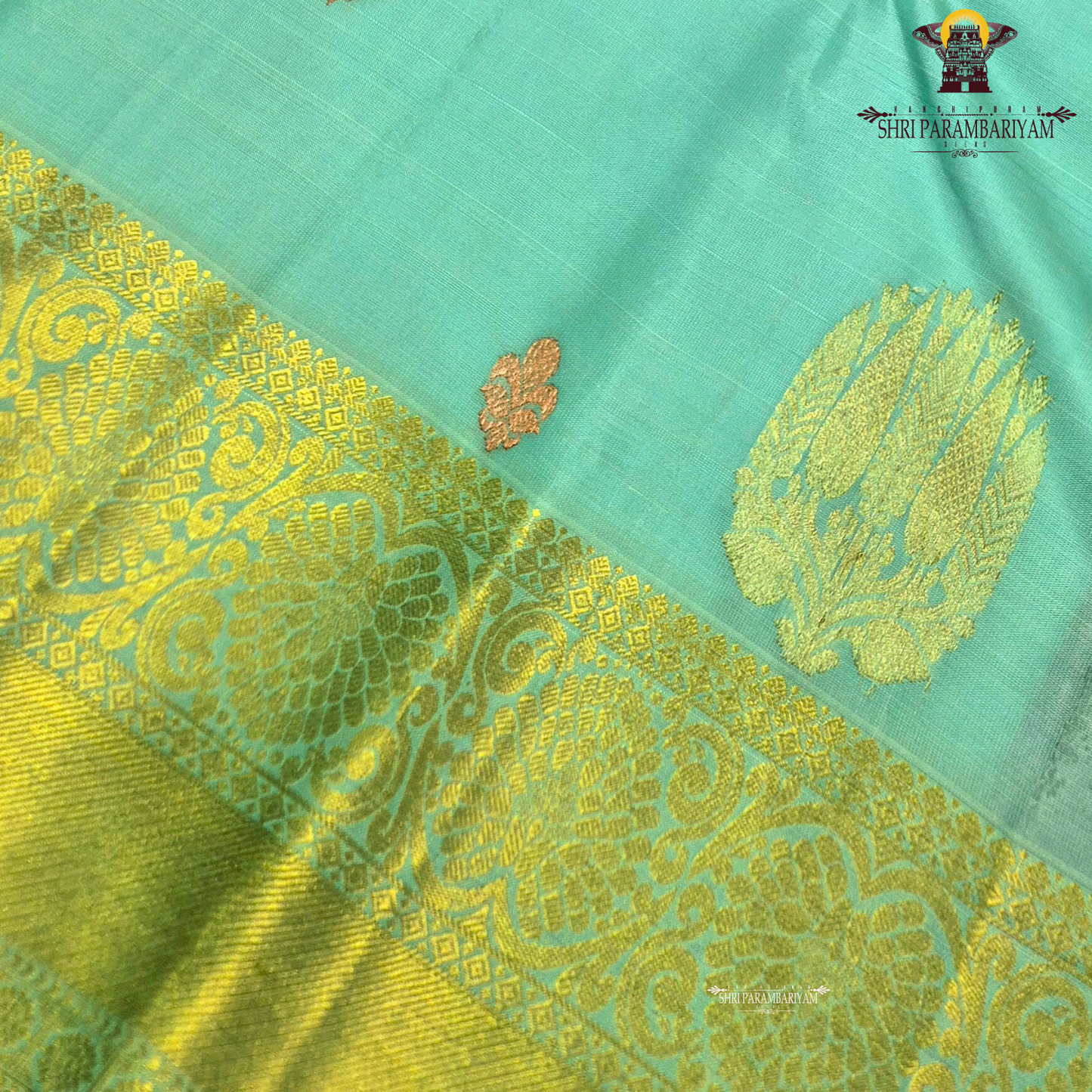 Elegant Aqua Green / Sea Green with Rich Gold Zari Border Saree