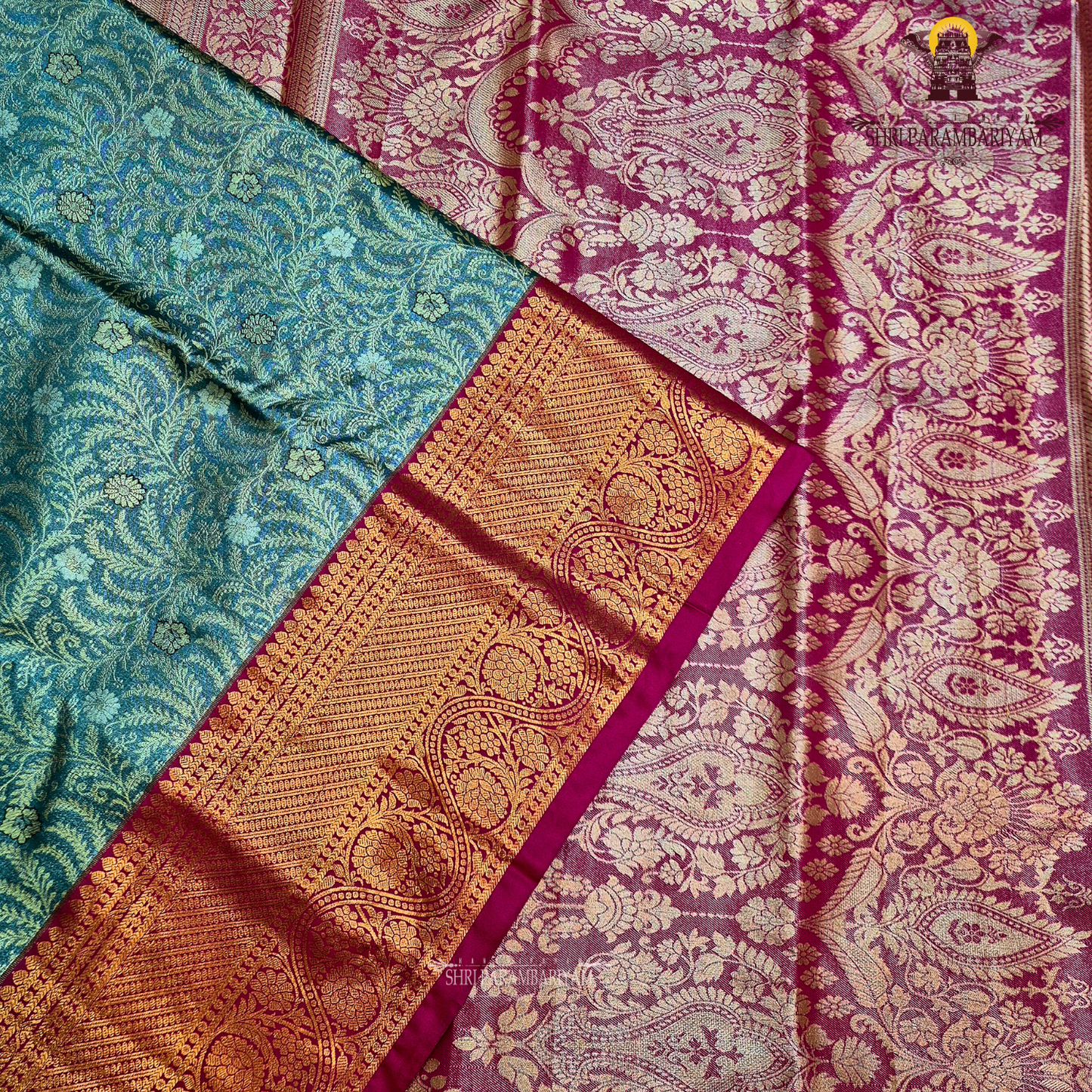 Sophisticated smoky grey / charcoal grey with a subtle tissue sheen Saree