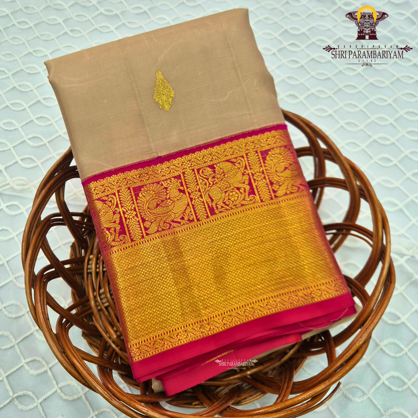 Light Gold (Champagne Beige) Saree