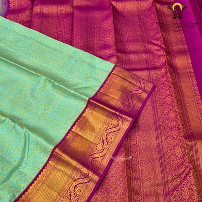 A refreshing pastel aqua blue shade with an elegant self floral jacquard Saree