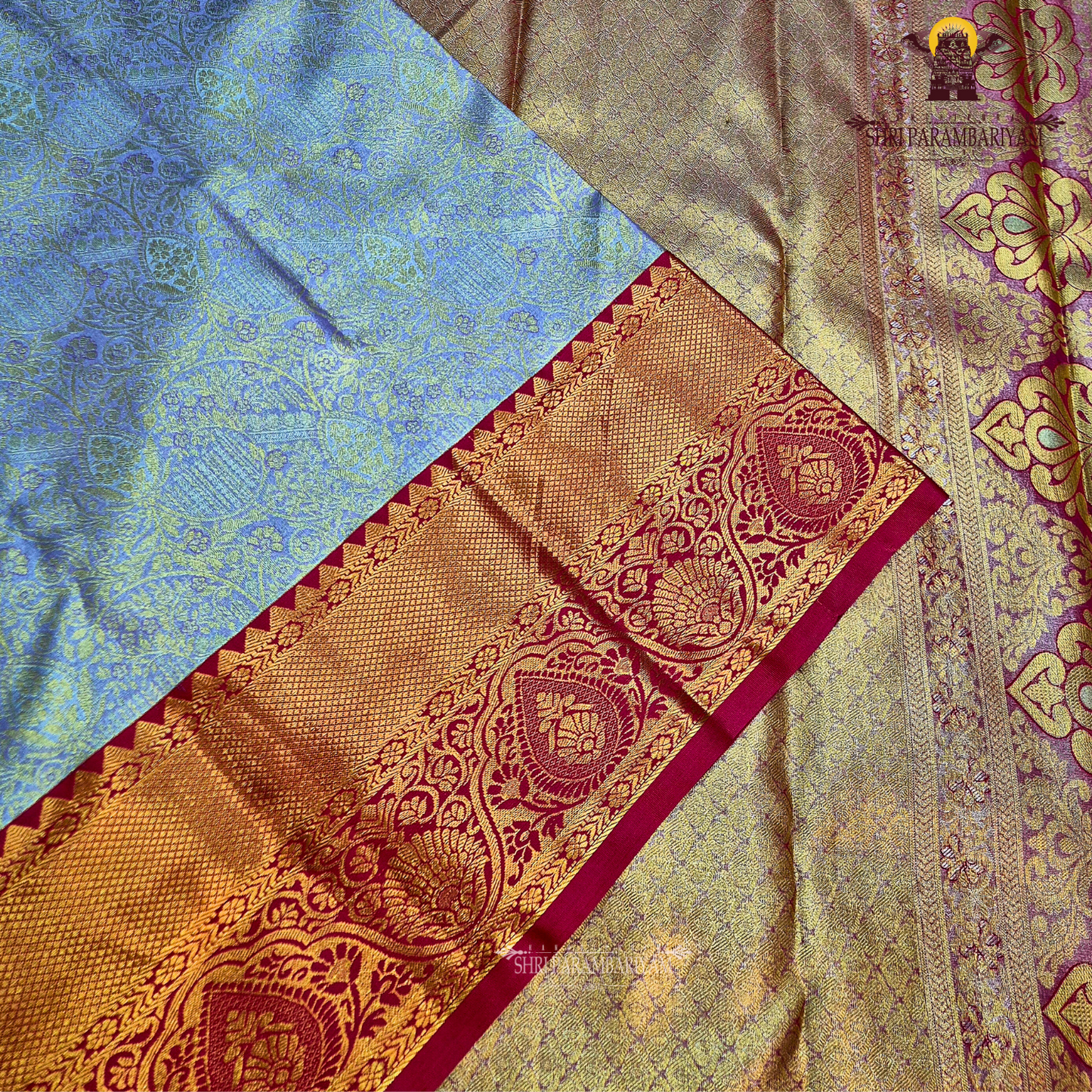 Lavender / light purple body with rich gold tissue Saree