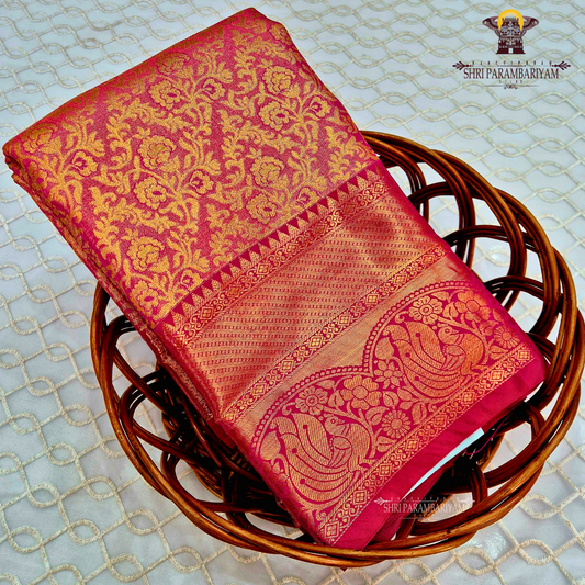 Bright rani pink Saree