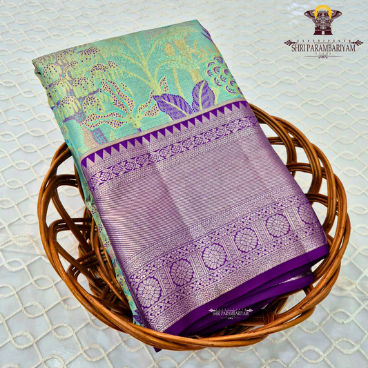 Elegant combination of mint green (aqua green) Saree