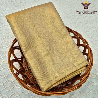 A sophisticated light gold (champagne gold) shade that gives a soft metallic Saree