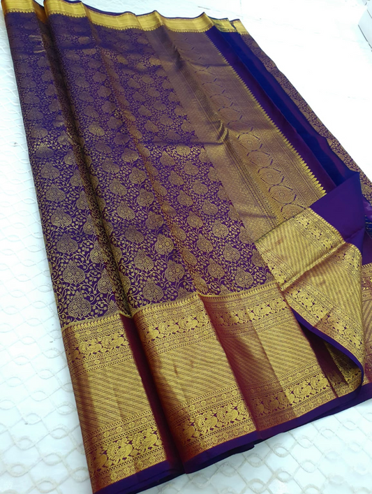 Regal Violet Bridal Kanjivaram Silk Saree