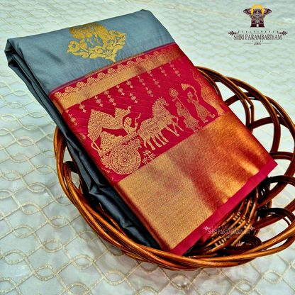 Elegant steel grey Saree