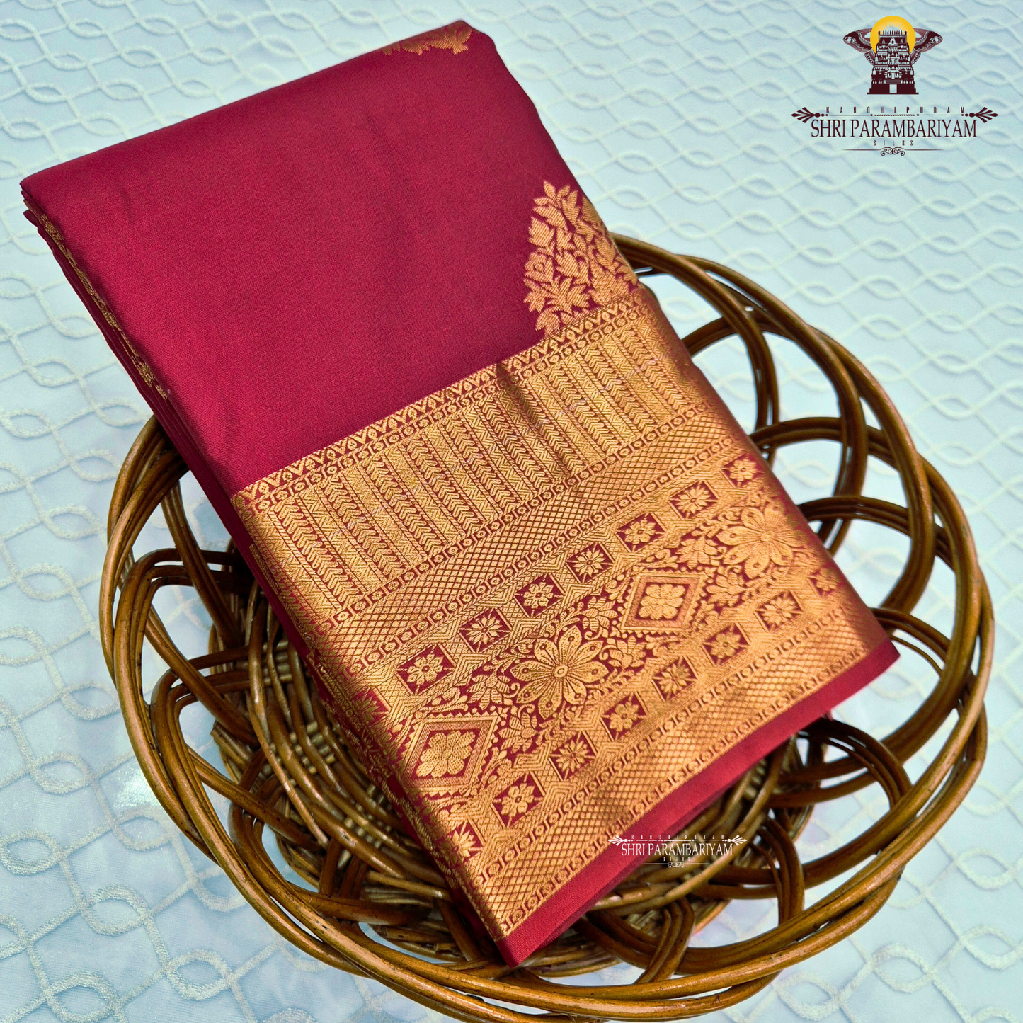 Rich wine red / deep maroon Saree