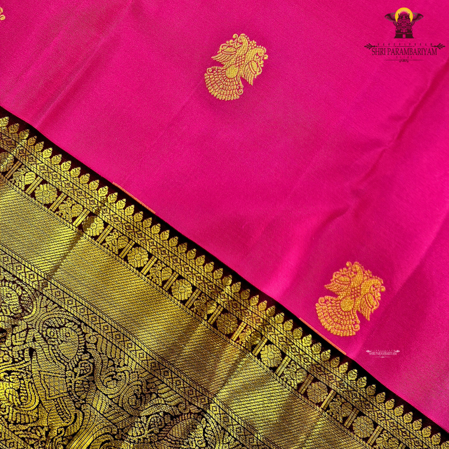 A radiant Rani Pink body that reflects timeless elegance Saree