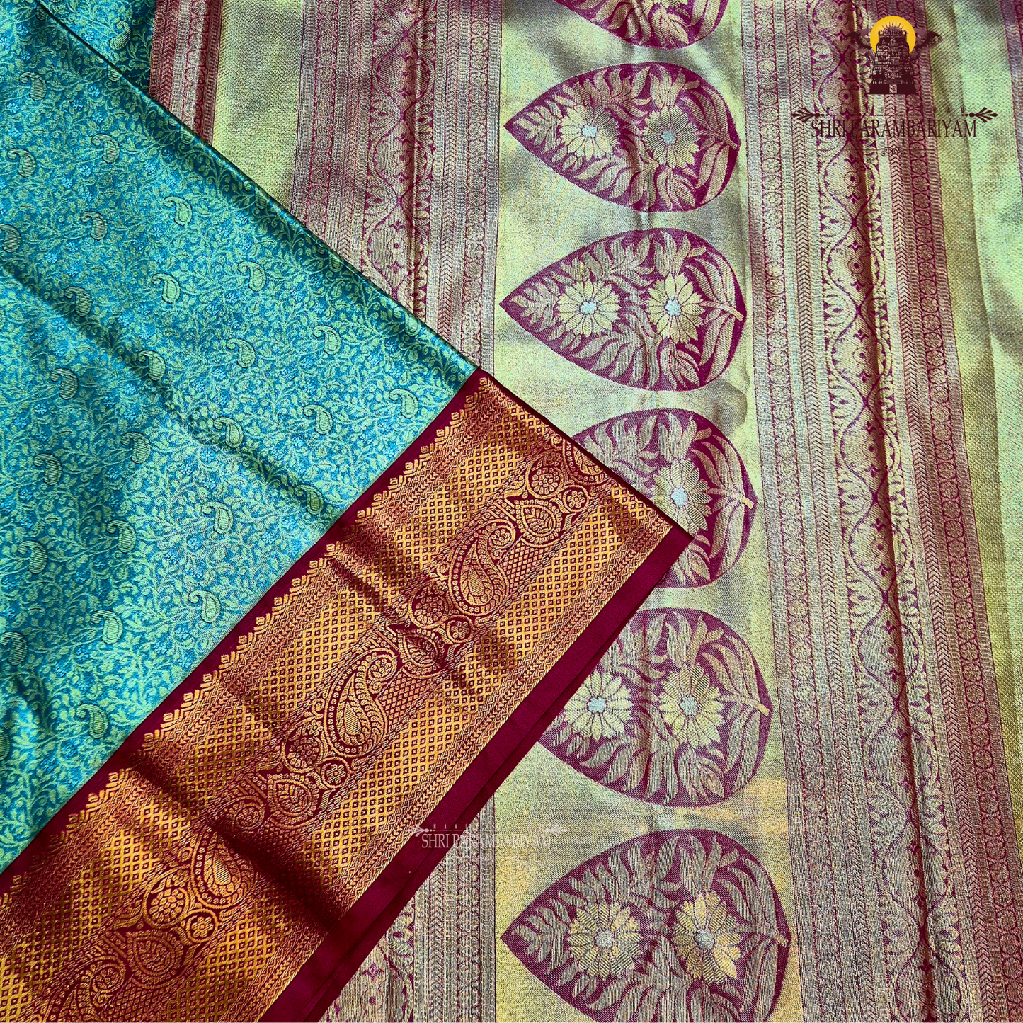 Teal green Saree
