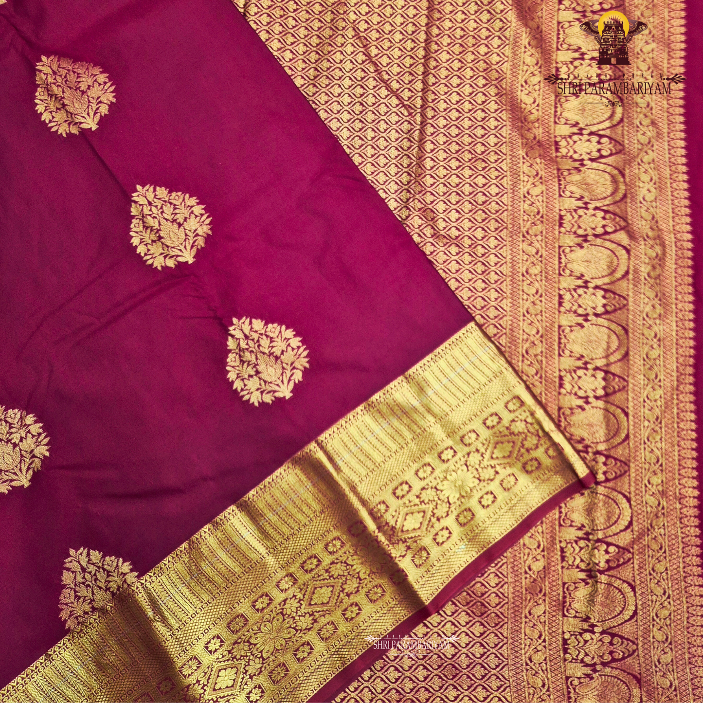 Rich wine red / deep maroon Saree