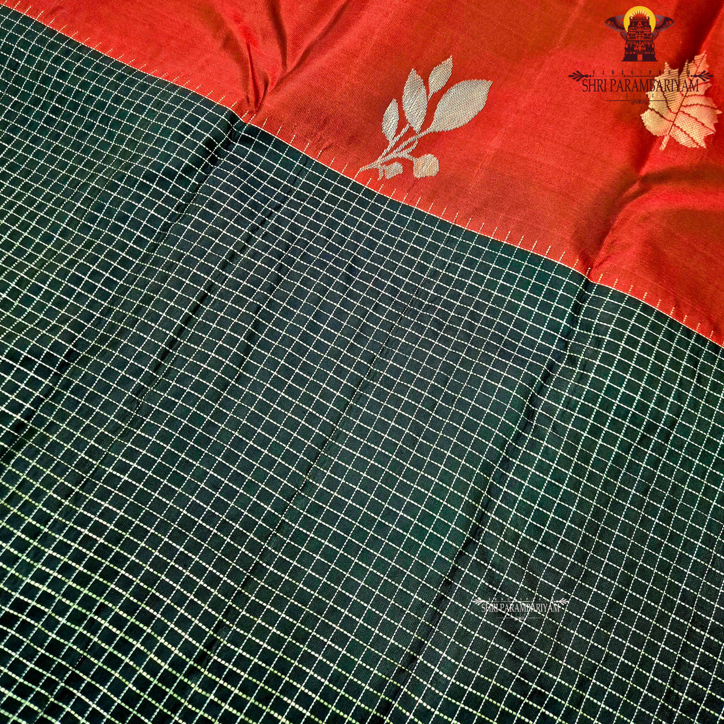 Reddish-orange / vermillion red Saree