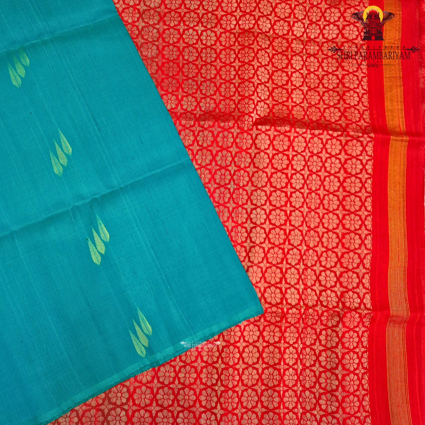 Elegant peacock teal blue (a rich blend of blue and green tones) Saree