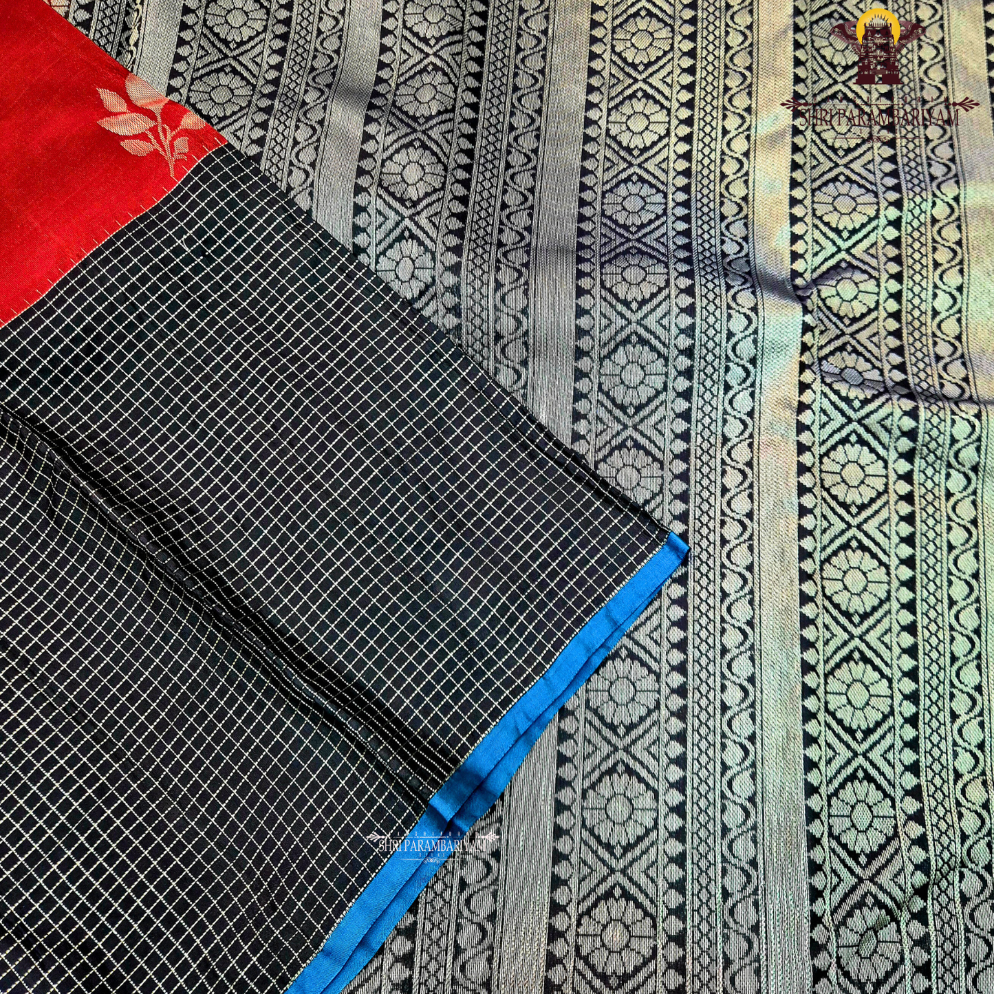 Reddish-orange / vermillion red Saree