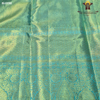 A refreshing combination of aqua blue (turquoise) and antique gold Saree