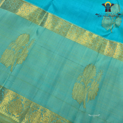 A refreshing dual-tone turquoise blue with pastel mint green Saree