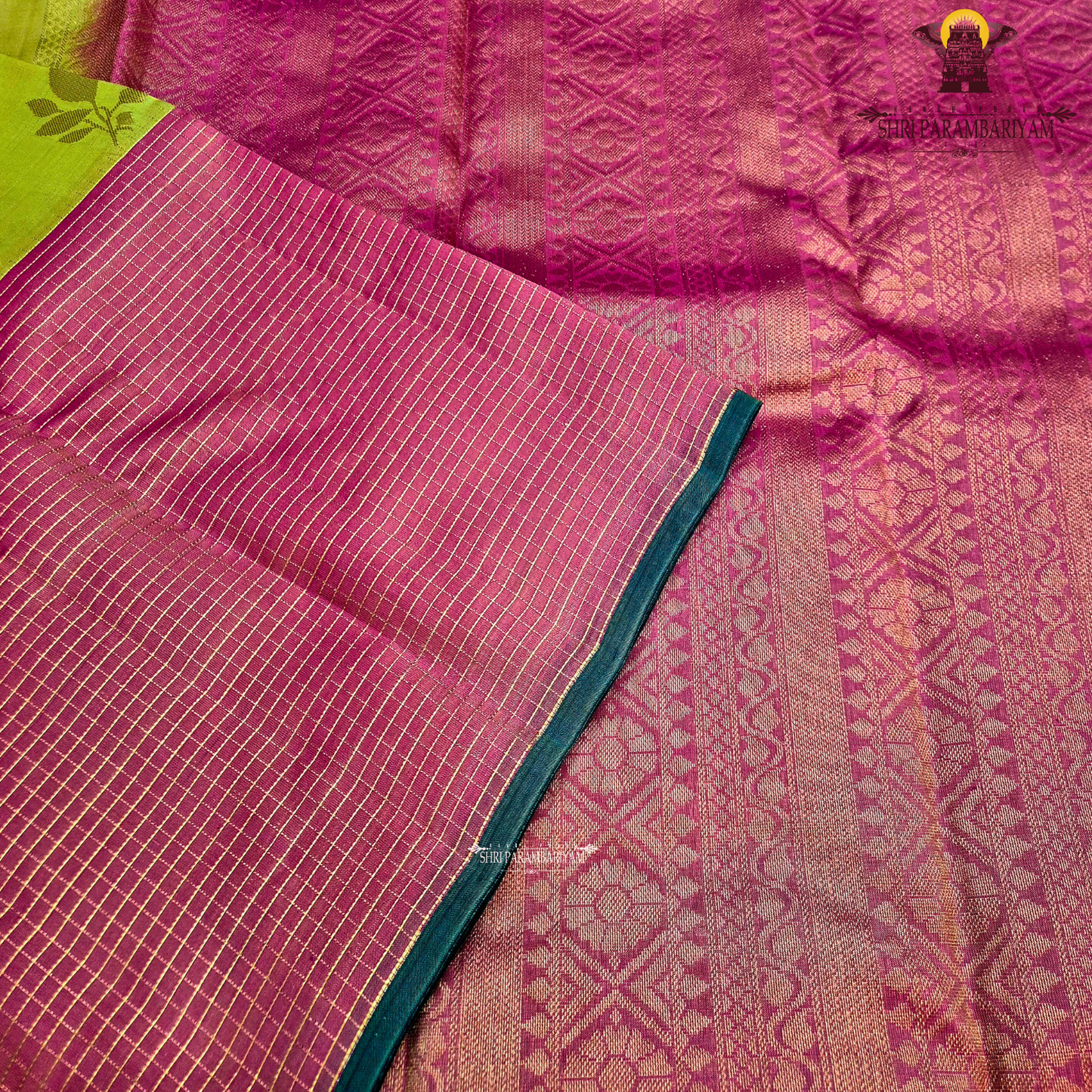 Parrot green / olive green Saree