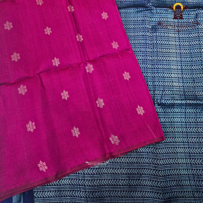 Rich magenta pink with elegant Saree