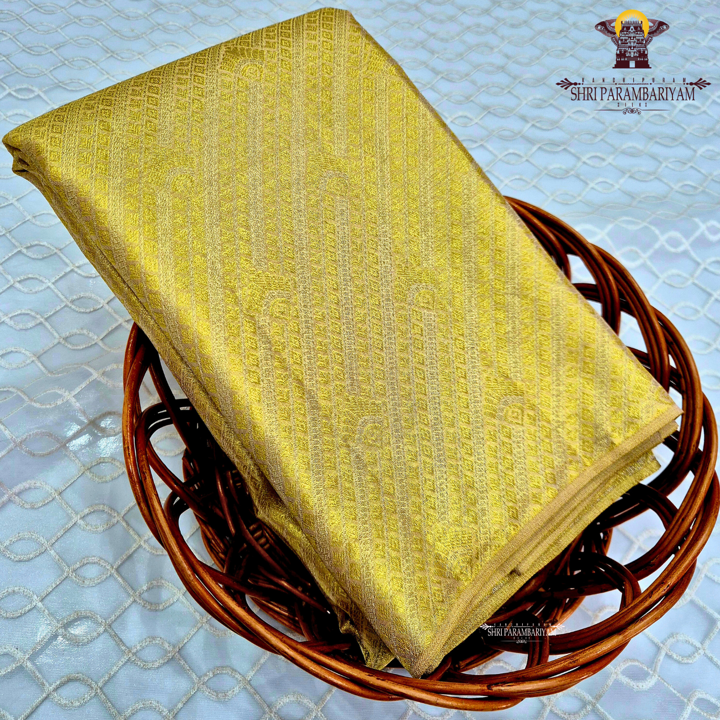 A radiant golden yellow shade that gives a rich and elegant Saree