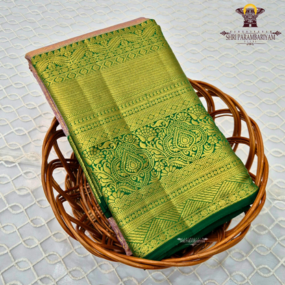 Soft pastel lavender / light mauve with Rich parrot green Border Saree