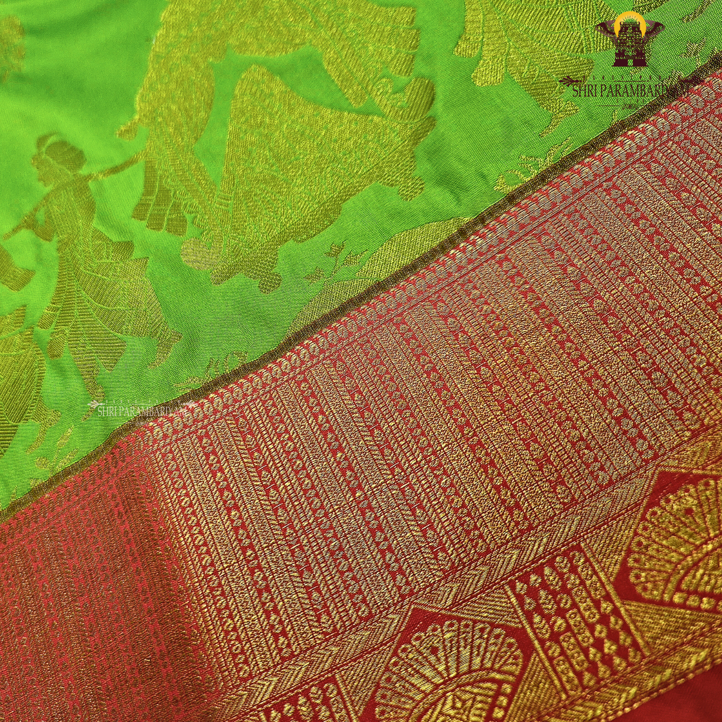 Bright parrot green Saree