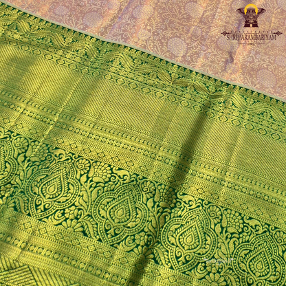 Soft pastel lavender / light mauve with Rich parrot green Border Saree