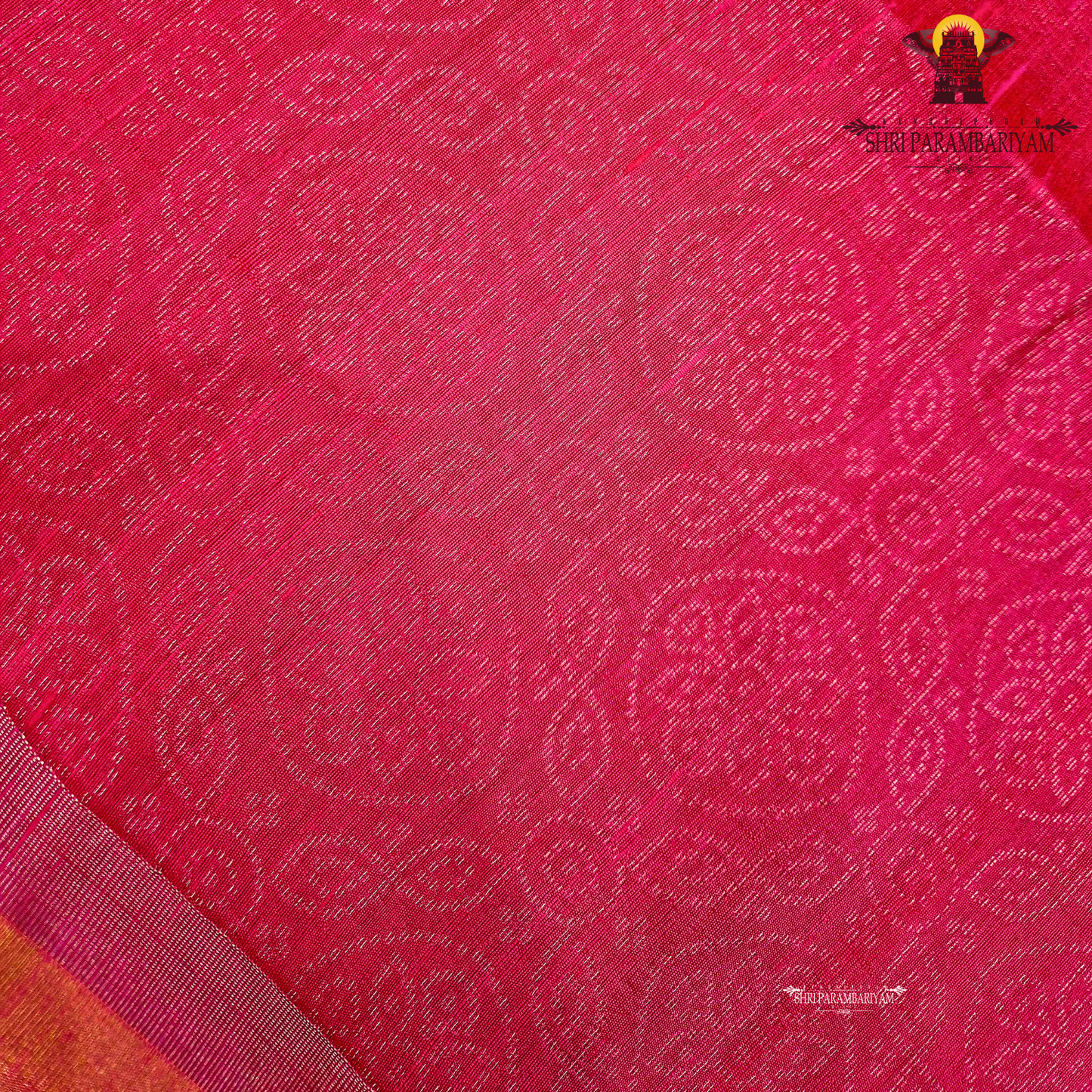 Vibrant ruby red with self-woven tonal motifs Saree
