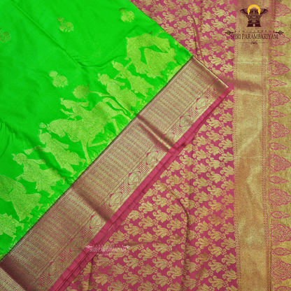 Bright parrot green Saree
