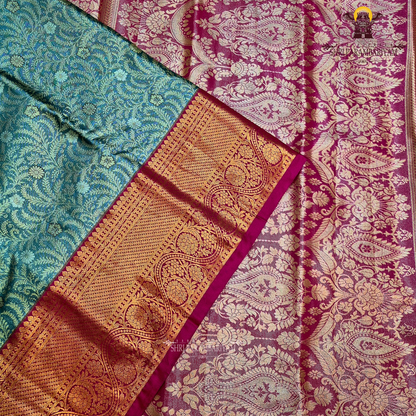 Rich olive green Tissue Saree