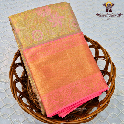 Bright peach with coral-pink undertone Saree