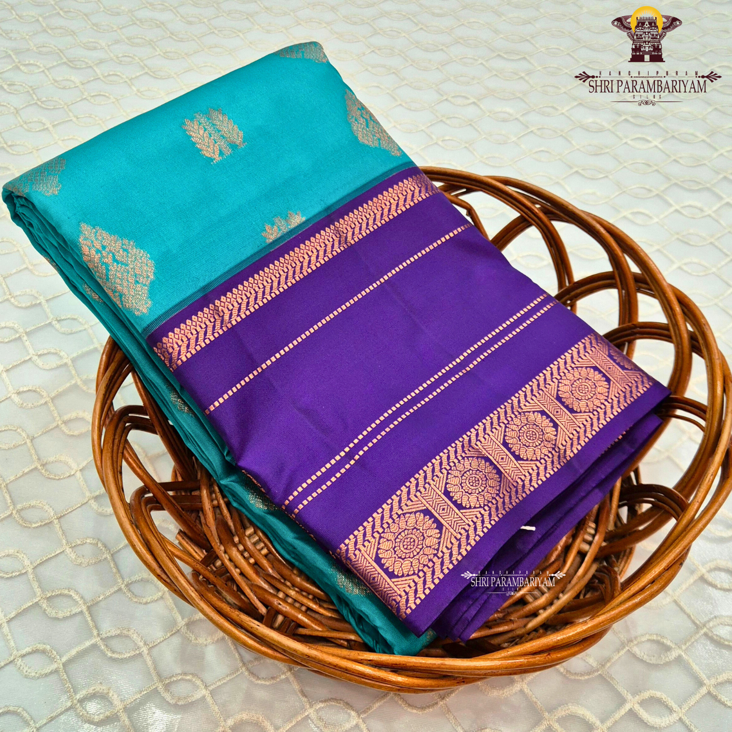 Teal green body Saree
