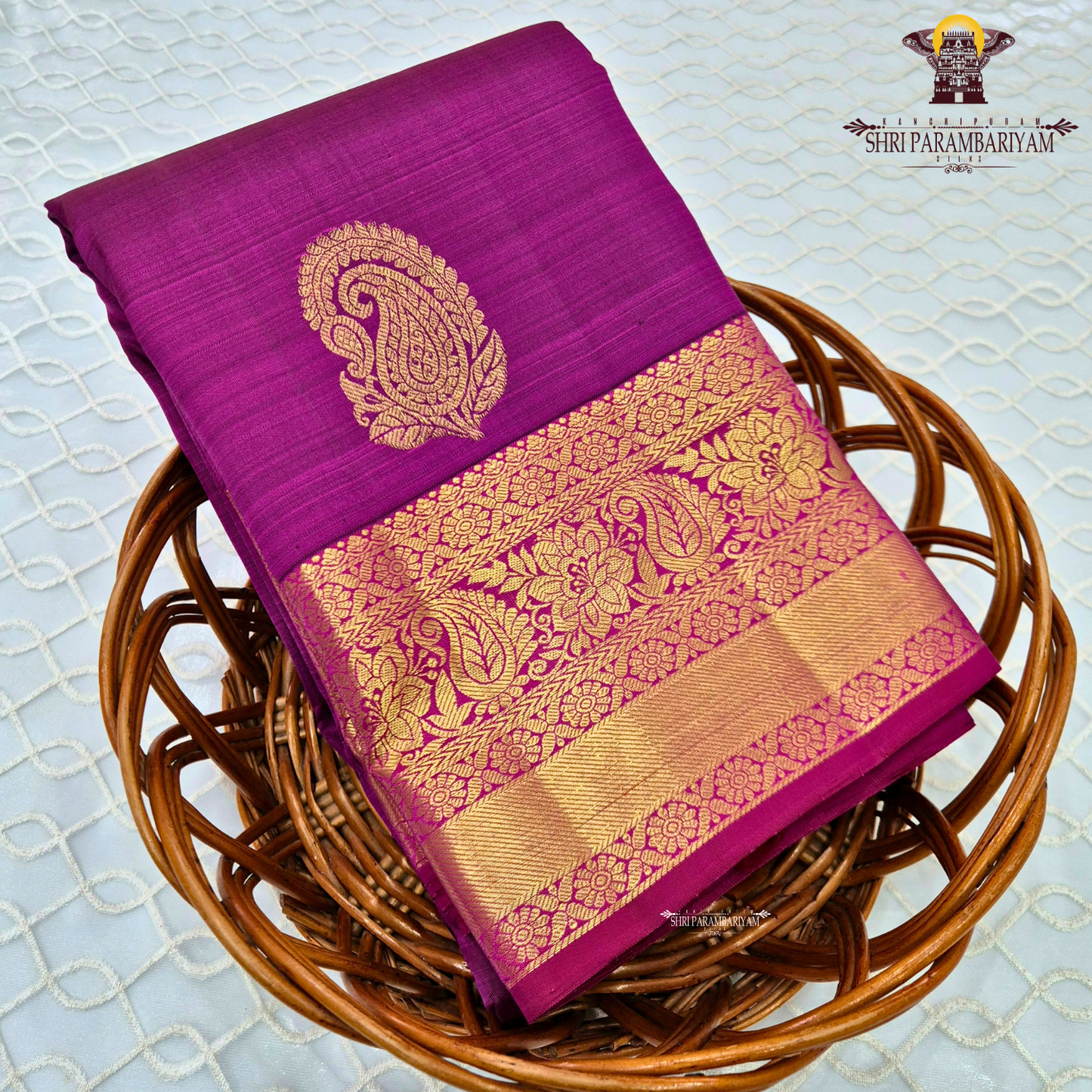 A elegant rich Magenta Pink (deep rani pink shade) with Gold zari Saree