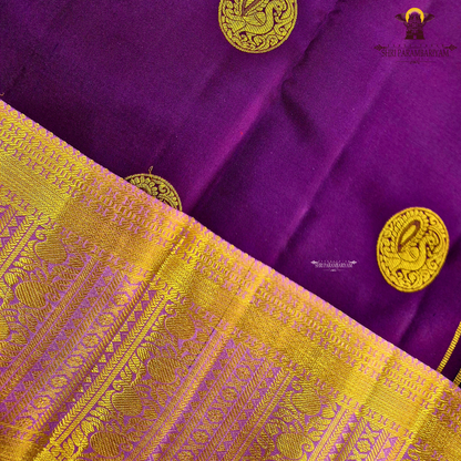 A luxurious deep violet body that radiates regal charm and sophistication Saree