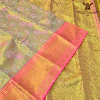 Bright peach with coral-pink undertone Saree