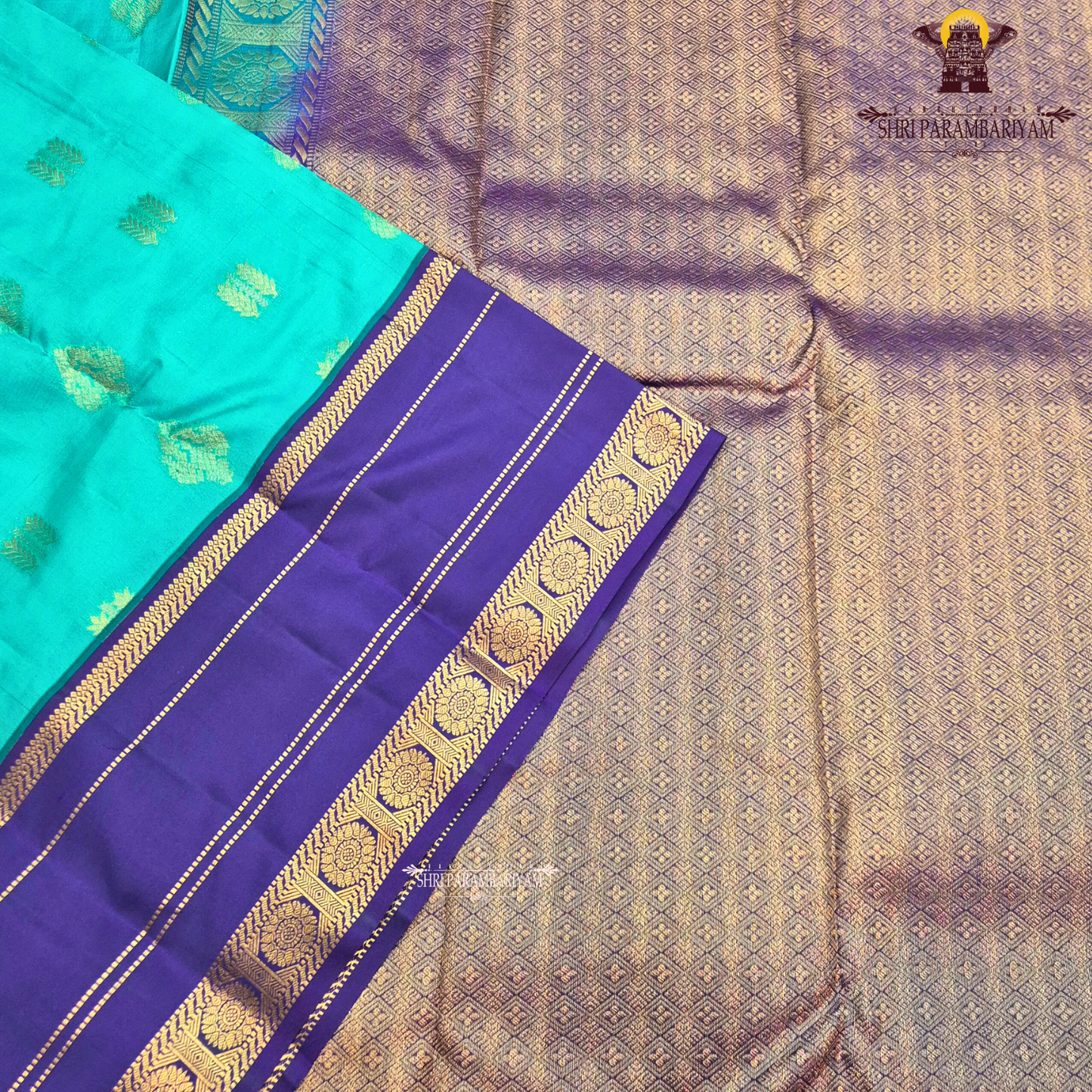 Teal green body Saree