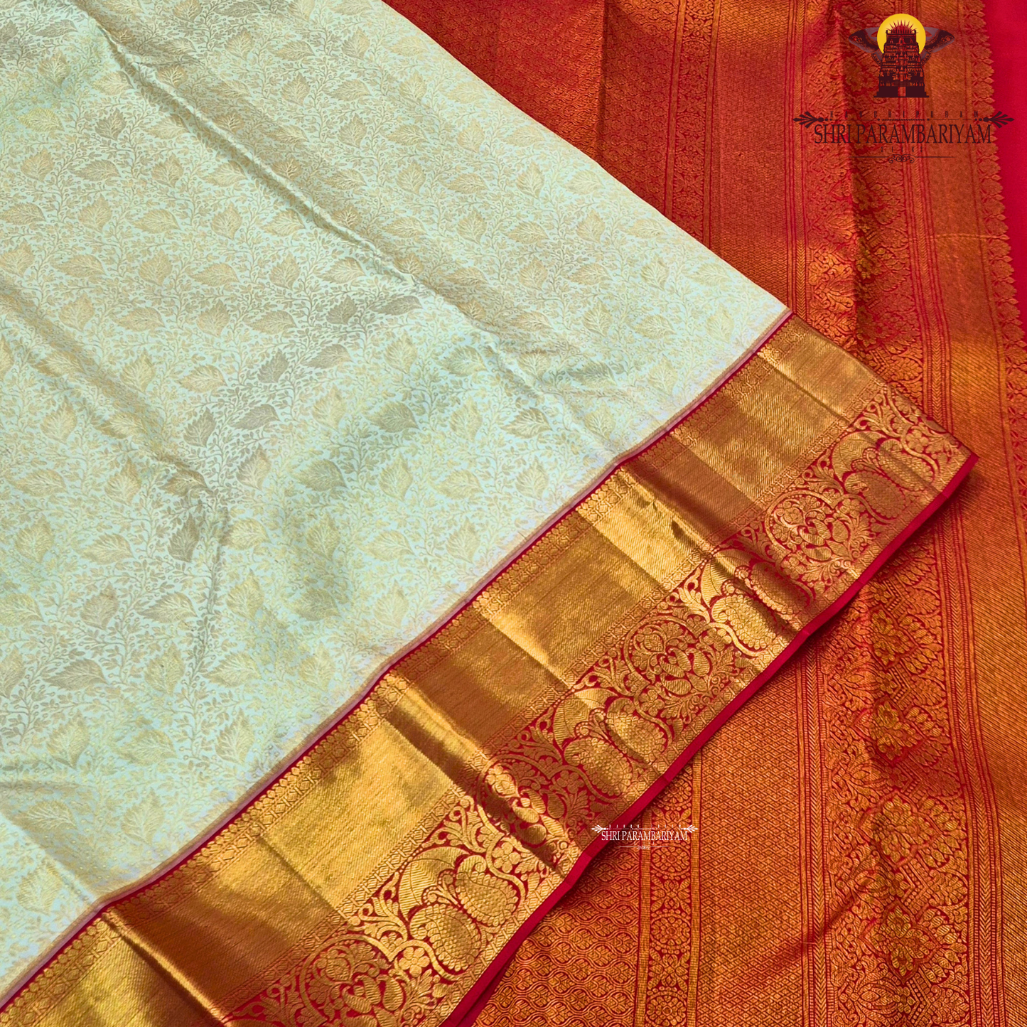 Elegant half white (off-white/ivory) body With Rich contrast red border Saree