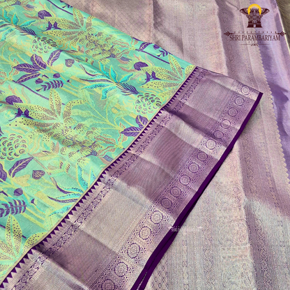 Elegant combination of mint green (aqua green) Saree