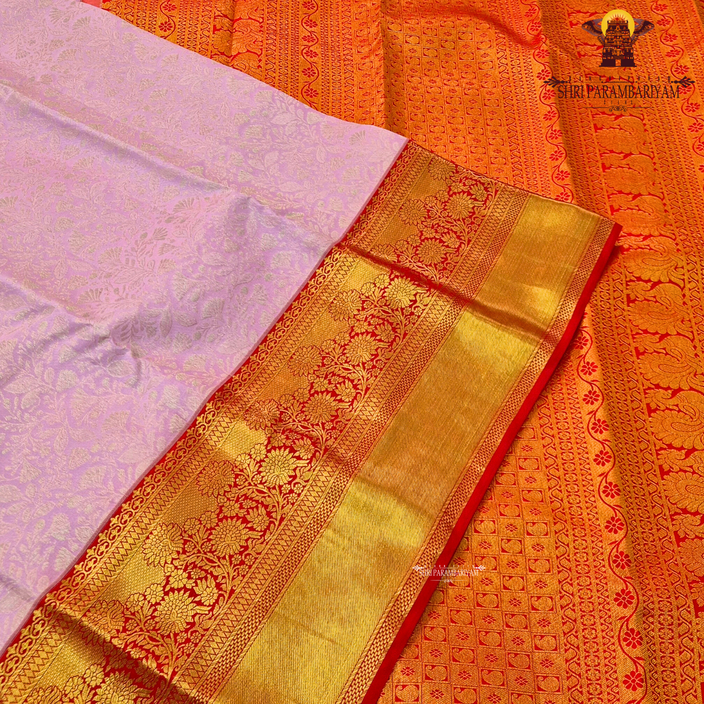 Soft pastel pink with Bright red border Saree