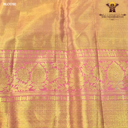 Soft olive green / pista green with Contrast rani pink border Saree