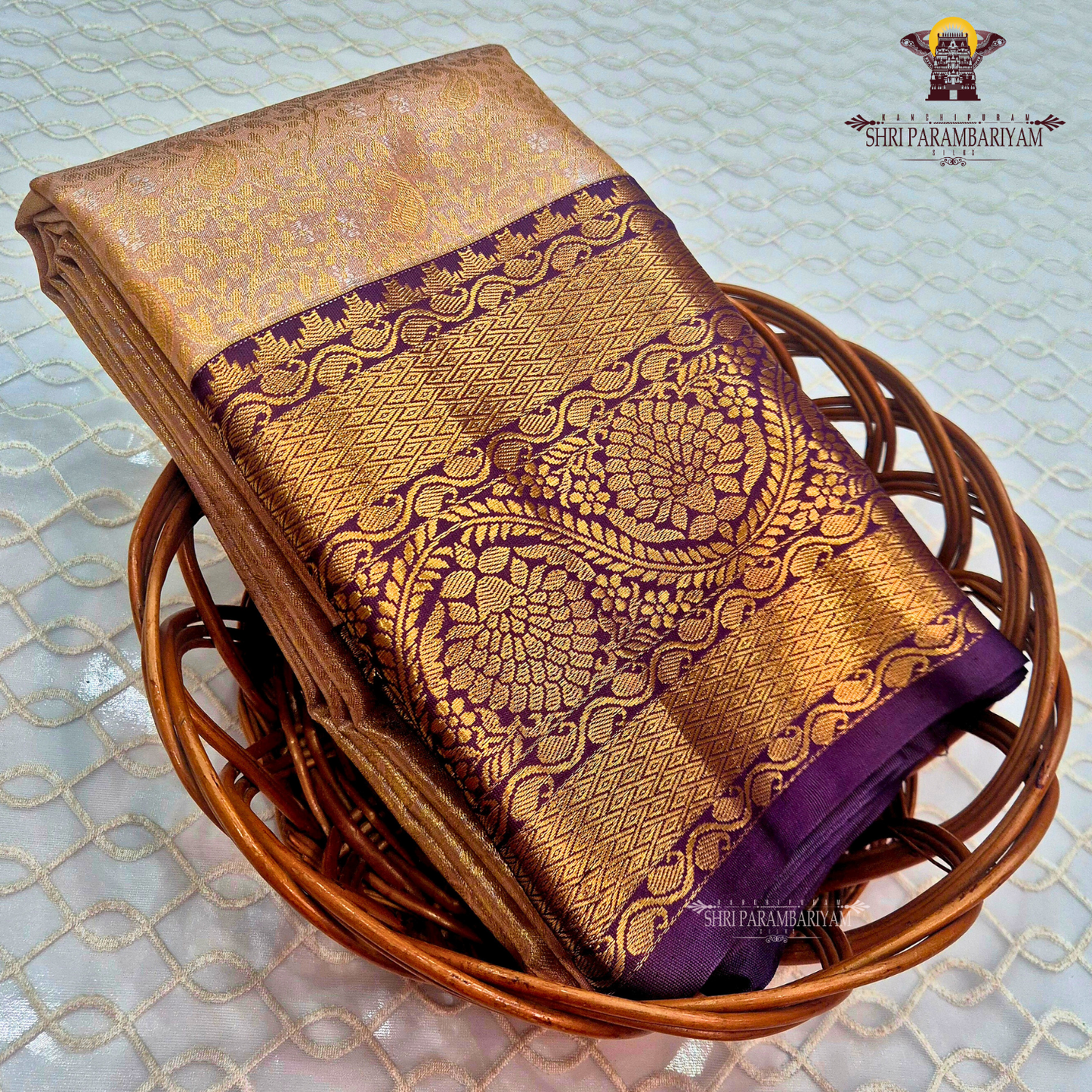 Elegant champagne beige Tissue Saree