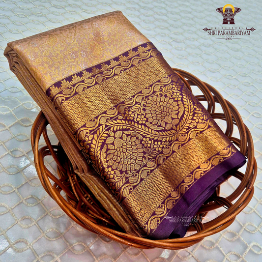 Elegant champagne beige Tissue Saree